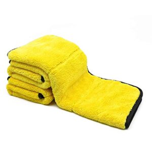 autocare 920gsm super thick microfiber car cleaning cloth detailing towel 15'' x 17.7'' (yellow/gray-3pcs)