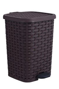 superio rattan style compact trash can, 3.1 gallon, brown