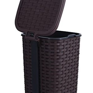 Superio Rattan Style Compact Trash Can, 3.1 Gallon, Brown