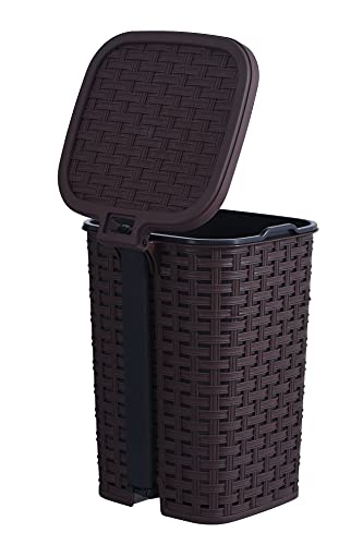 Superio Rattan Style Compact Trash Can, 3.1 Gallon, Brown