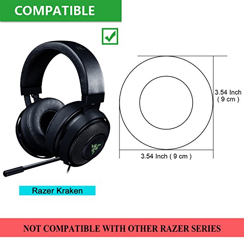 Kraken Earpads, JARMOR Replacement Memory Foam Ear Cushion Pad Cover for Razer Kraken V1 Headphone ONLY - Round (Black)