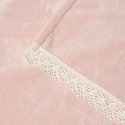 Best Home Fashion Lace Trim Throw - 58" W x 60" L - Dustypink