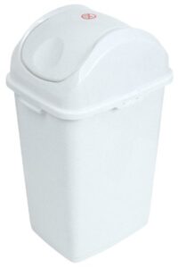 superio kitchen trash can 13 gallon with swing lid, plastic tall garbage can outdoor and indoor, large 52 qt recycle bin and waste basket for home, office, garage, patio, restaurant (white granite)
