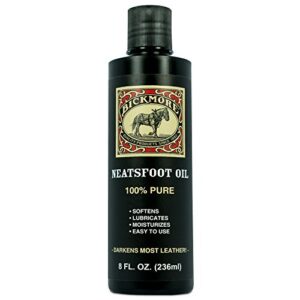 bickmore 100% pure neatsfoot oil 8 oz - leather conditioner and wood finish - works great on leather boots, shoes, baseball gloves, saddles, harnesses & other horse tack