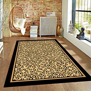 Champion Rugs Modern Contemporary Leopard Skin Pattern Animal Print Area Rug (5’ 3” X 7’ 5”)