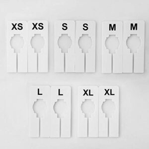 NAHANCO QSDWBKIT1, White Rectangular Clothing Size Dividers with Black Print for XS-XL, Kit of 10 (5 Sizes of 2 Each)