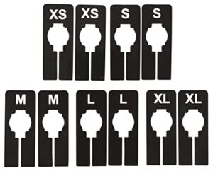 nahanco qsdbwkit2, black rectangular clothing size dividers with white print for xs-xl, kit of 25 (5 sizes of 5 each)
