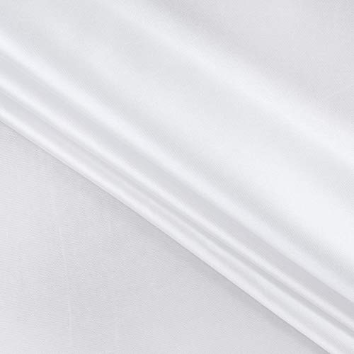 MDS Pack of 5 Yard Charmeuse Bridal Solid Satin Fabric for Wedding Dress Fashion Crafts Costumes Decorations Silky Satin 44”- White