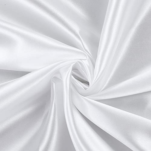 MDS Pack of 5 Yard Charmeuse Bridal Solid Satin Fabric for Wedding Dress Fashion Crafts Costumes Decorations Silky Satin 44”- White