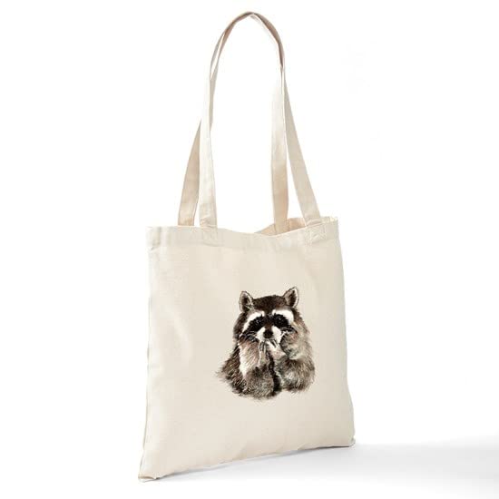 CafePress Cute Humorous Watercolor Raccoon Blowing A Kiss To Natural Canvas Tote Bag, Reusable Shopping Bag
