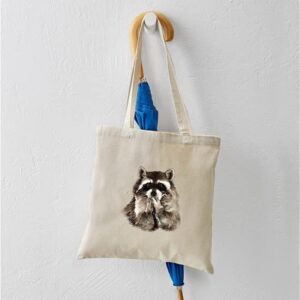 CafePress Cute Humorous Watercolor Raccoon Blowing A Kiss To Natural Canvas Tote Bag, Reusable Shopping Bag