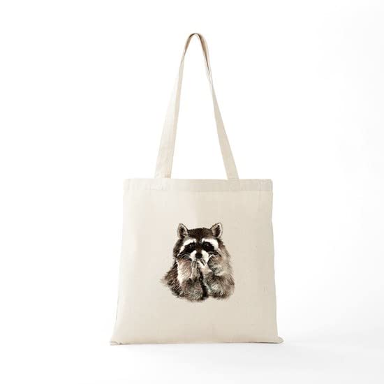 CafePress Cute Humorous Watercolor Raccoon Blowing A Kiss To Natural Canvas Tote Bag, Reusable Shopping Bag