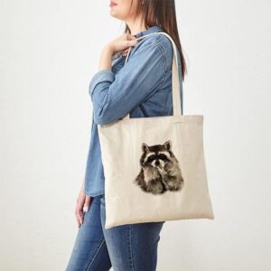 CafePress Cute Humorous Watercolor Raccoon Blowing A Kiss To Natural Canvas Tote Bag, Reusable Shopping Bag