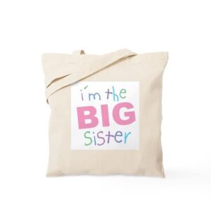 cafepress i'm the big sister tote bag natural canvas tote bag, reusable shopping bag