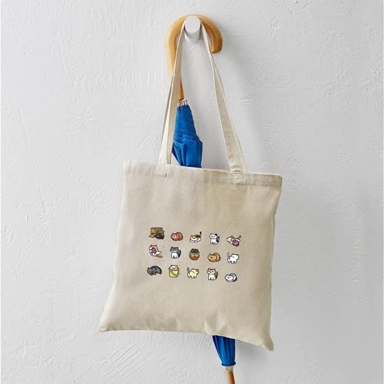 CafePress Neko Atsume Tote Bag Natural Canvas Tote Bag, Reusable Shopping Bag