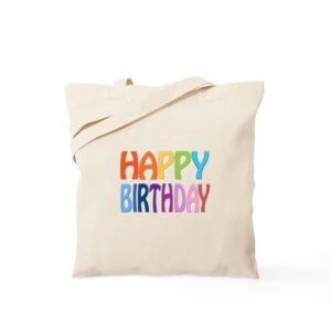 cafepress happy birthday happy tote bag natural canvas tote bag, reusable shopping bag