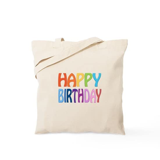 CafePress Happy Birthday Happy Tote Bag Natural Canvas Tote Bag, Reusable Shopping Bag