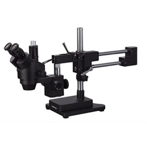 amscope - 3.5x-180x trinocular stereo zoom microscope with black double arm boom stand - sm-4tzz-b