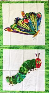 "the very hungry caterpillar" fabric pillow panel - designed by eric carle (great for quilting, sewing, craft projects, wall hangings, and more) 22" x 44"