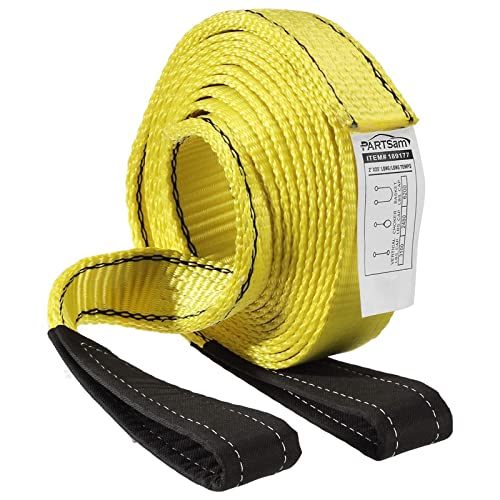 Partsam Premium Crane Towing Strap 20feet x 2inch Durable 3400Dtex - Heavy Duty Web Sling - Corrosion Resistance Polyester Industrial Flat Eye-Eye Rope