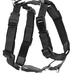 PetSafe 3 in 1 No-Pull Dog Harness - Walk, Train or Travel - Helps Prevent Pets from Pulling on Walks - Seatbelt Loop Doubles as Quick Access Handle - Reflective Accents - Medium, Black