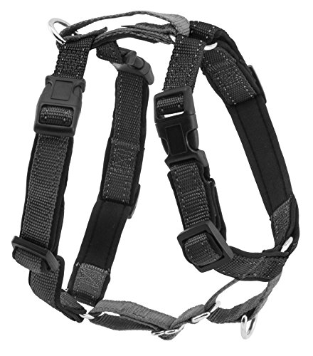 PetSafe 3 in 1 No-Pull Dog Harness - Walk, Train or Travel - Helps Prevent Pets from Pulling on Walks - Seatbelt Loop Doubles as Quick Access Handle - Reflective Accents - Medium, Black