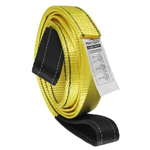 Partsam Premium 1Pcs Crane Towing Strap 10feet x 2inch Durable 3400Dtex - Heavy Duty Web Sling - Corrosion Resistance Polyester Industrial Flat Eye-Eye Ropes