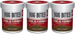 fluval (3 pack) bug bites cichlid formula for small/medium fish (1.6 oz. per bottle)