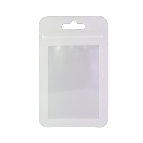 QQ Studio Round Top Clear Window PE Zip Top Seal Packaging Bag w/Hanghole (100PCS) (White/White, 7.5cm x 12cm (3.0"x4.7"))