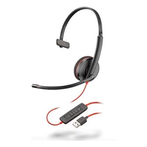 plantronics - blackwire 3210 - wired, single ear (monaural) headset with boom mic - usb-a to connect to your pc and/or mac