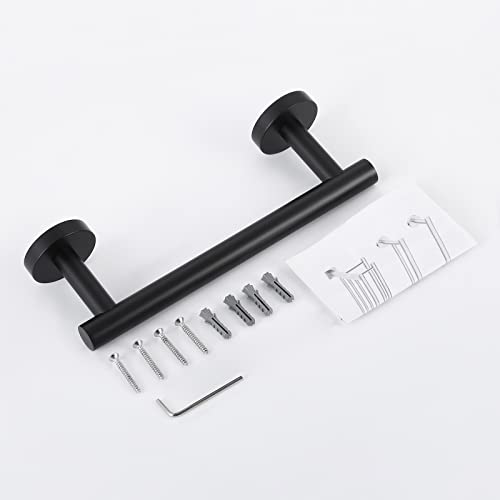 KES 6.7 Inches Matte Black Hand Towel Bar Bathroom Towel Holder Kitchen Dish Cloths Hanger SUS304 Stainless Steel RUSTPROOF Wall Mount, Total Length 9.1 Inch, A2000S23-BK