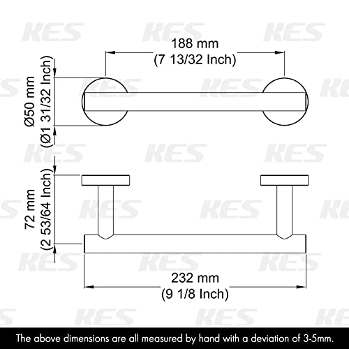 KES 6.7 Inches Matte Black Hand Towel Bar Bathroom Towel Holder Kitchen Dish Cloths Hanger SUS304 Stainless Steel RUSTPROOF Wall Mount, Total Length 9.1 Inch, A2000S23-BK