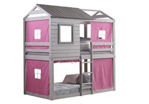 donco twin/twin blind bunk loft bunk with pink tent kit