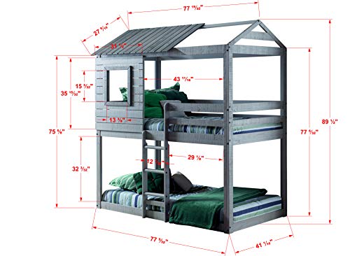 DONCO Twin/Twin Blind Bunk Loft Bunk with Pink Tent Kit