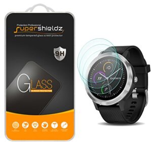 (3 pack) supershieldz designed for garmin (vivoactive 3) (not fit for vivoactive 3 music) tempered glass screen protector, anti scratch, bubble free