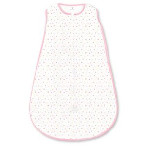 amazing baby microfleece sleeping sack, wearable blanket with 2-way zipper, use after swaddle transition, playful dots, pink, medium 6-12 month