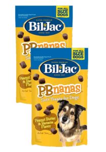 bil-jac dog treats - pbnanas soft puppy training treat rewards, 4oz resealable double zipper pouch (2-pack)