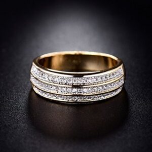 Promsup Triplex Row Pave-Set White Topaz Engagement Band Ring Sz6-Sz9 in 18k Multi-Tone (6)