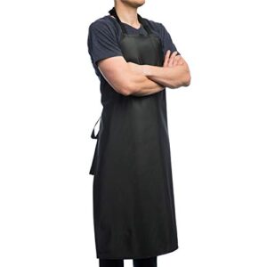 aulett home waterproof rubber vinyl apron black - 40" heavy duty model - stay dry when dishwashing, lab work, butcher, dog grooming, cleaning fish - industrial chemical resistant plastic