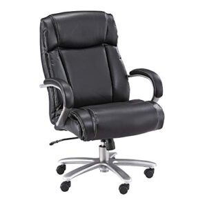 safco big & tall high-back swivel executive task chair with bonded leather seating, 500lb weight capacity, adjustable height & tilt, work or home office