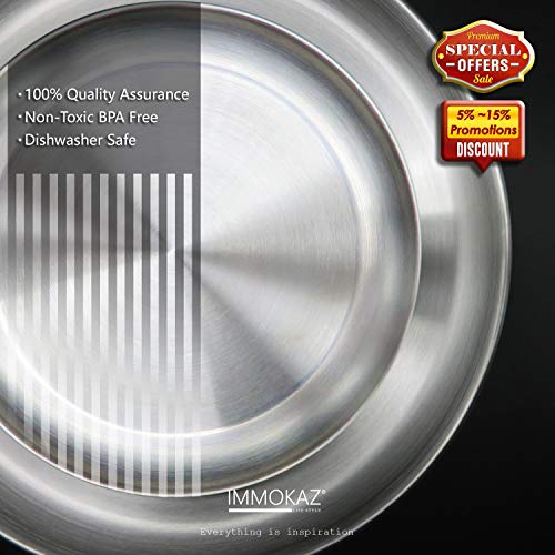 IMMOKAZ Matte Polished 12.0 inch 304 Stainless Steel Round Plates Dish, for Dinner Plate, Camping Outdoor Plate, Baby safe, Toddler, Kids, BPA Free (1-Pack) (L (12.0"))