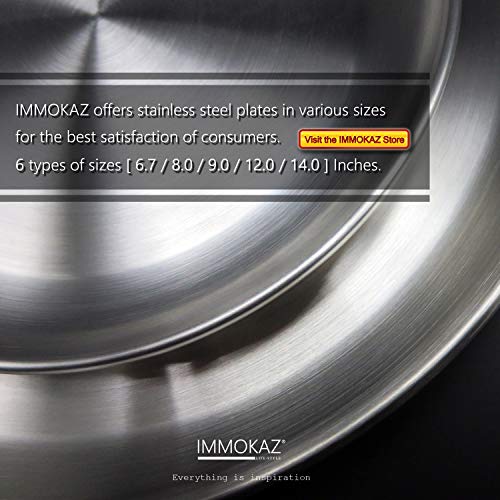 IMMOKAZ Matte Polished 12.0 inch 304 Stainless Steel Round Plates Dish, for Dinner Plate, Camping Outdoor Plate, Baby safe, Toddler, Kids, BPA Free (1-Pack) (L (12.0"))