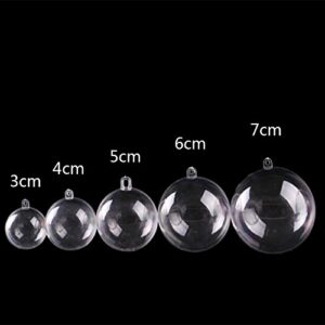 AOMGD 25 Set 50 Pieces Christmas Clear Plastic Fillable Ornaments, DIY Bath Bomb Mold,Acrylic Clear Plastic Ornaments Balls Fillable Wedding Party Decor with 5 Size 30mm 40mm 50mm 60mm 70mm