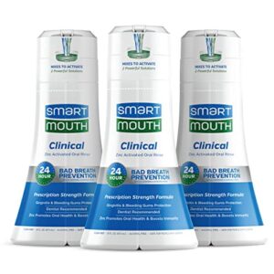 SmartMouth Clinical DDS Activated Mouthwash, Bad Breath and Bleeding Gums Support, 16 Fl Oz, 3 Pack