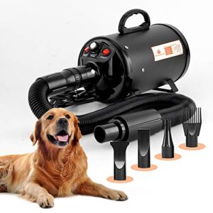 dog hair dryer blower for grooming - professional high velocity 4.5hp blow dryer for dogs - adjustable heat low noise quiet air flow - pet dryer for grooming