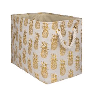 dii polyester storage bin, gold metallic collection collapsible with handles, medium, pineapple