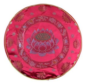 19" round foam red lotus flower buddhist pray meditation prayer pillow pad mat cushion good luck (red)