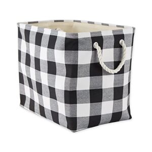 dii buffalo check storage collection collapsible bin with handles, large rectangle, 17.5x12x15, black & white
