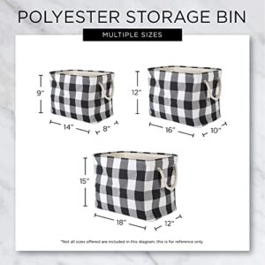 DII Buffalo Check Storage Collection Collapsible Bin with Handles, Large Rectangle, 17.5x12x15, Black & White