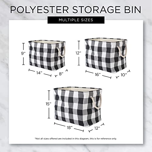 DII Buffalo Check Storage Collection Collapsible Bin with Handles, Large Rectangle, 17.5x12x15, Black & White